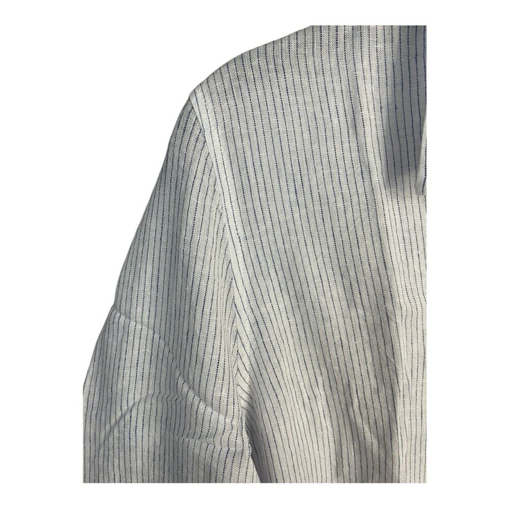 UNTUCKit Women's Button Up Long Sleeve Pin Stripe Shirt Linen Tencel Blend 8 NWT - Picture 4 of 9